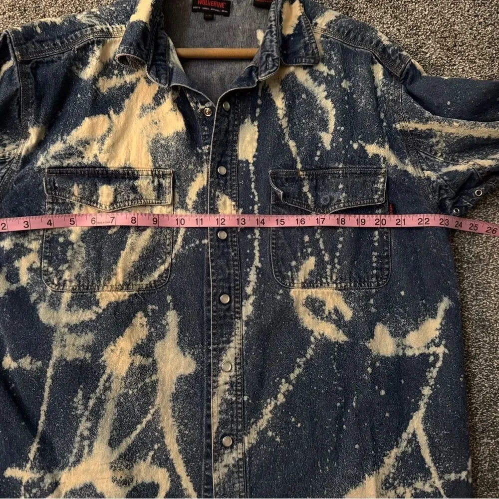 Wolverine Blue Denim Bleach Washed Long Sleeve Shirt Shacket